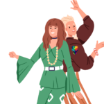 A cartoon couple dancing out autism and emotional intimacy for neurodiverse couples.