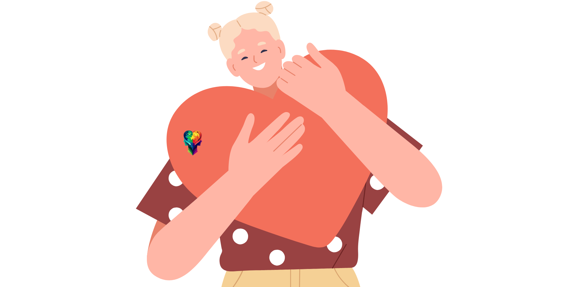 A cartoon woman holding a heart and thinking about Complex Post Traumatic Stress Disorder, Neurodiversity Through Love.