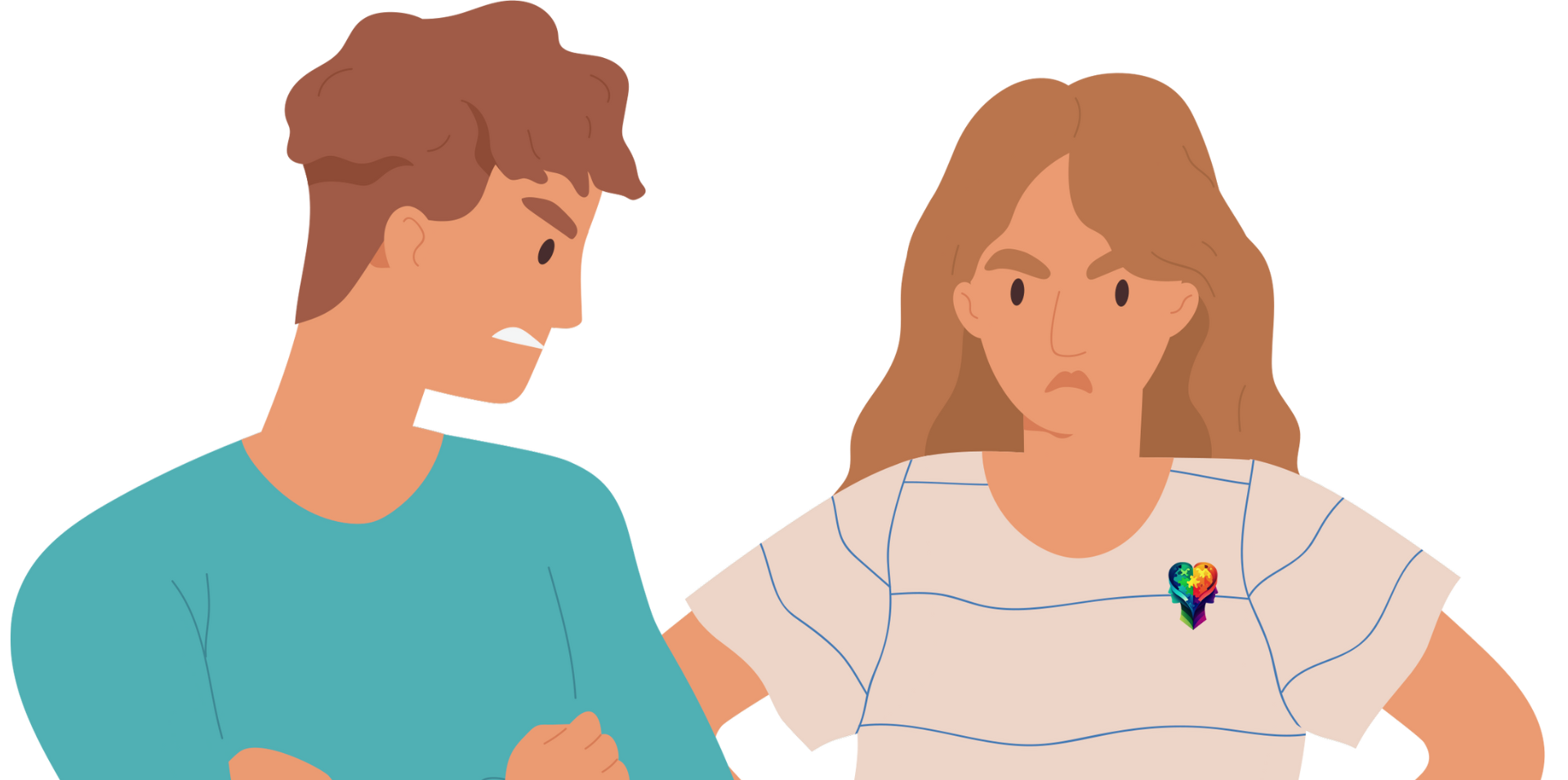 A cartoon couple displaying Healthy Anger and insights offered by David Richo.