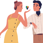 A cartoon couple tyring to Understanding Your Husband with Autism: Tips for Women in Relationships