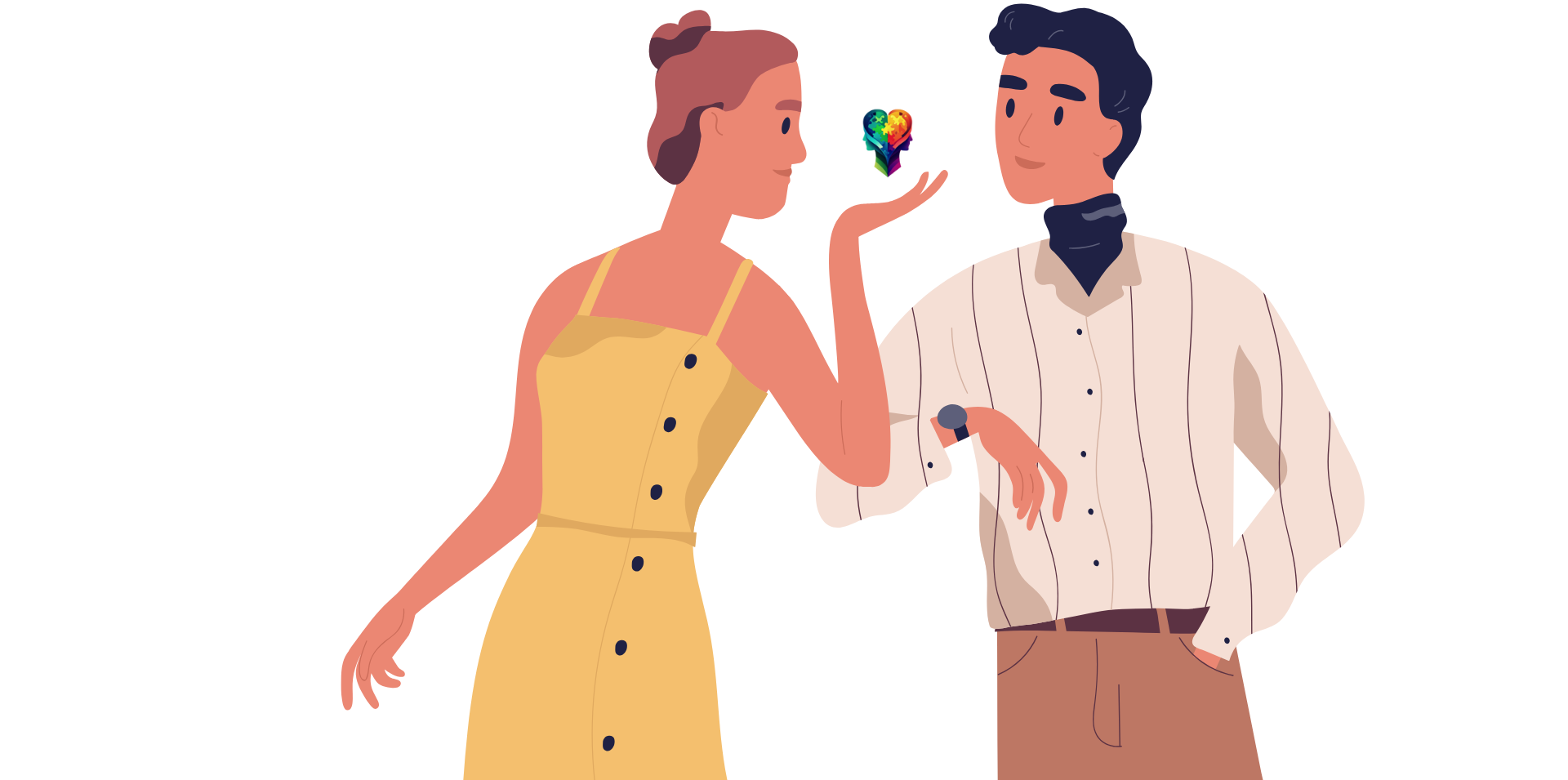 A cartoon couple tyring to Understanding Your Husband with Autism: Tips for Women in Relationships