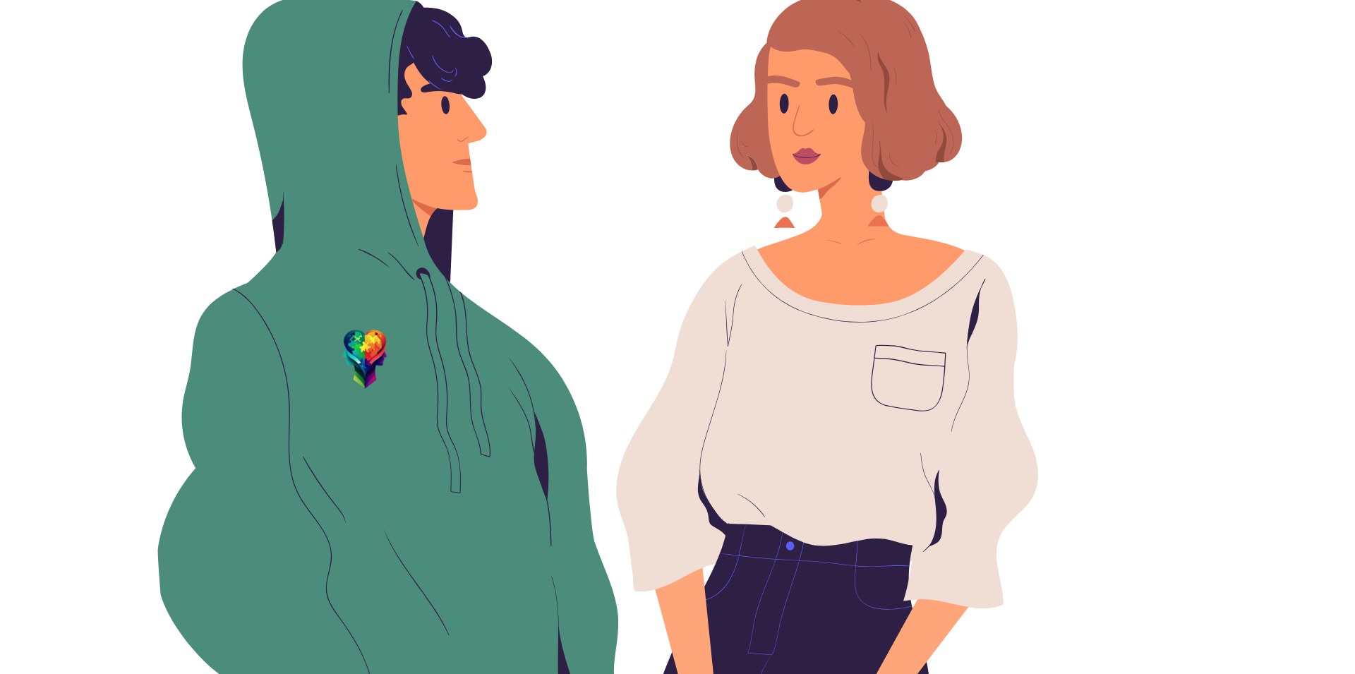 A cartoon couple Unlocking Alexithymia: A Silence of Emotional Expression.