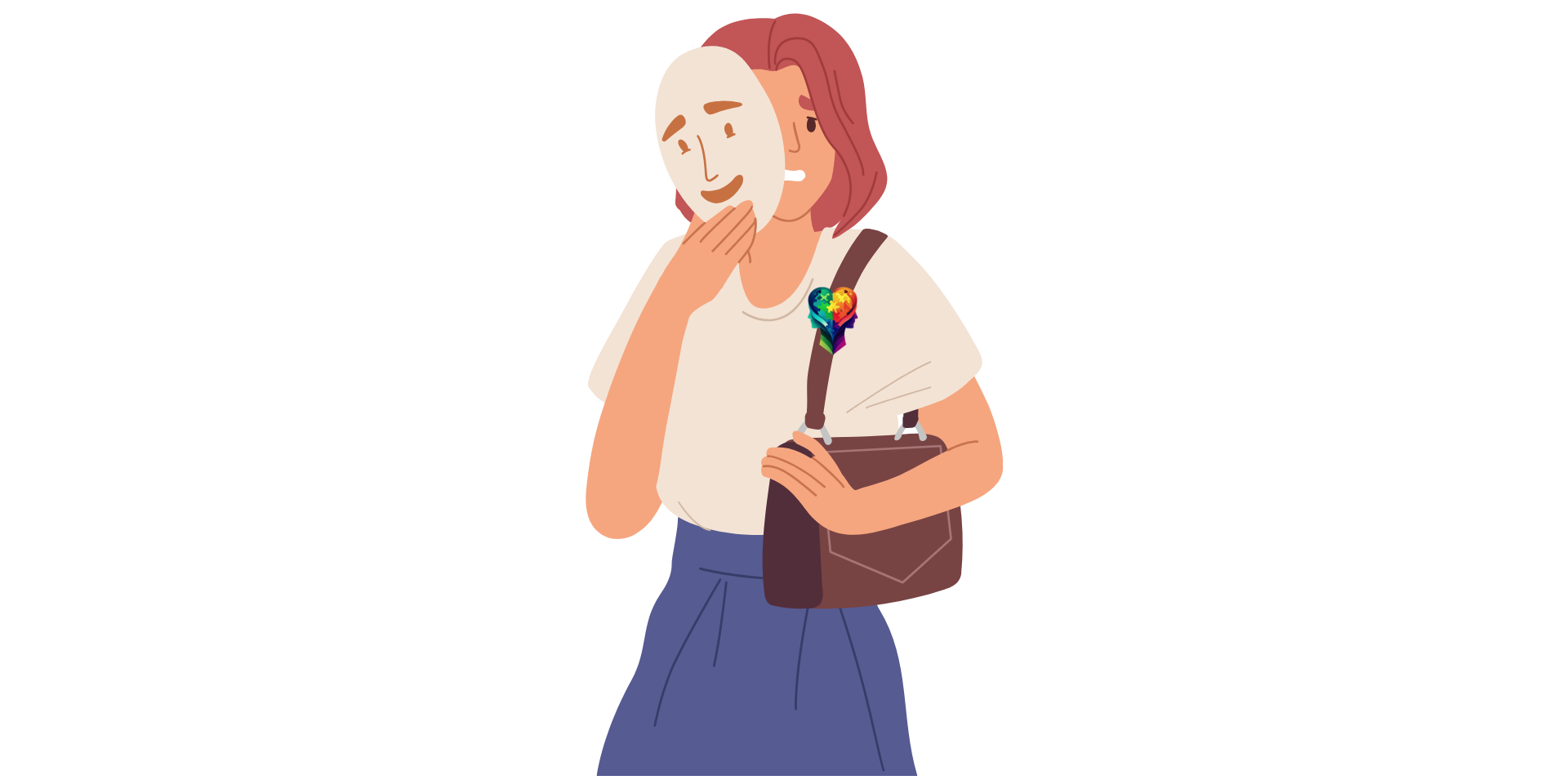 A cartoon of a woman Unveiling the Impact of Emotional Masking on Mental Health