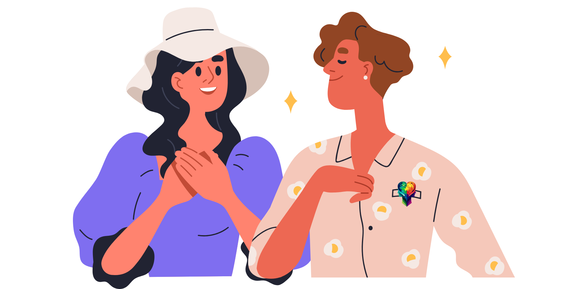 A cartoon of two women expressing their feelings based on Understanding the Feelings Wheel A Guide to Naming and Navigating Emotions