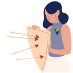 A cartoon woman with a shield learning to heal your trauma.